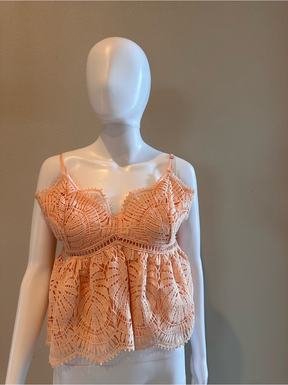 Peach Lace Camisole Bralette Top - Women Intimates